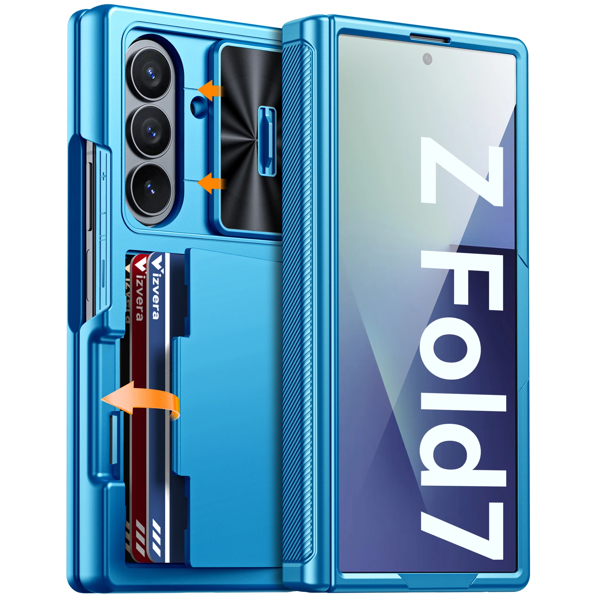 voor Galaxy Z Fold 7, hoesje, RFID-portemonnee met kaarthouder, scharnierhoes, camerahoes, schokbestendig siliconen beschermend telefoonhoesje-zwart - afbeelding 1