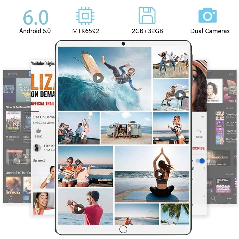 Tablette Android 2024, 2 Go, 32 Go, 6.0 ", Google Play, 8MP, WiFi, ordinateur portable, 10.1 mAh, offre spéciale, version globale, 3500