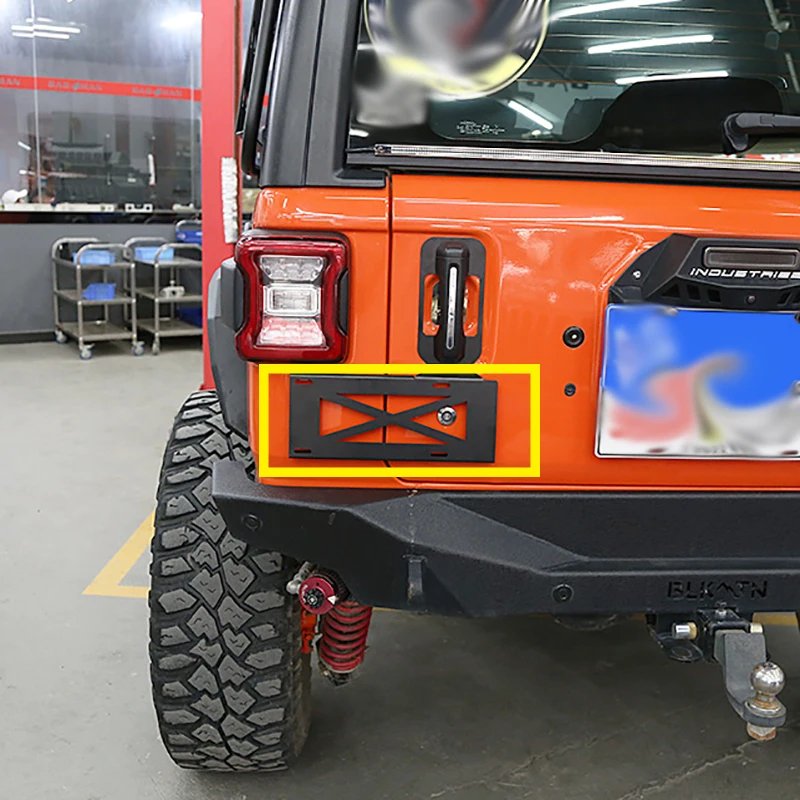

SXMA JL1246 Tailgate License Plate with Bracket Decoration Mount License Plate Relocator Bracket Holder for Jeep for WranglerJL