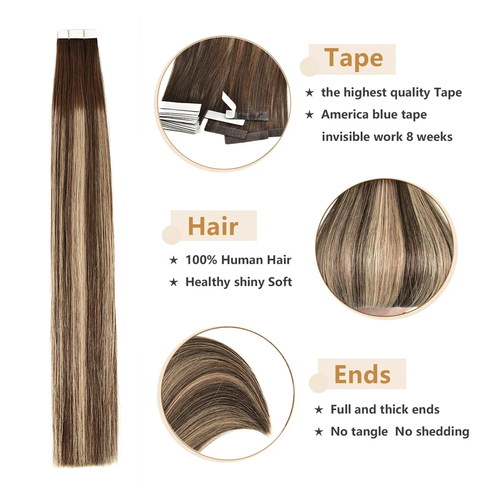 Grampo em extensões do cabelo humano para mulheres, 14-24 ", cabelo de grampo, destaque, reto, laço, cabelo, 7pcs