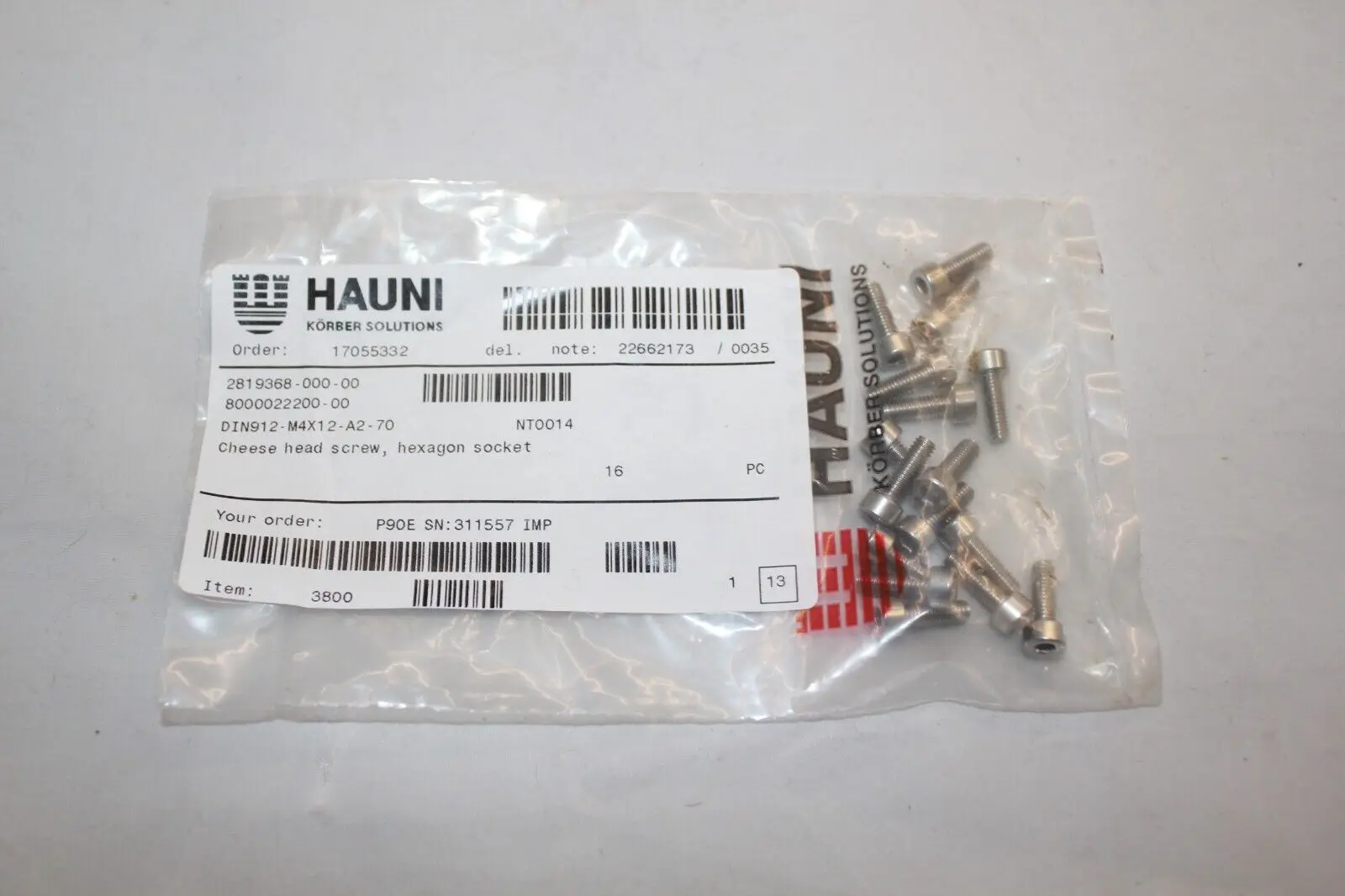 Hauni M4x12 A2-70 Stainless Steel Socket Cap Screws – Hex Head DIN 912, Precision Fasteners for Industrial Applications