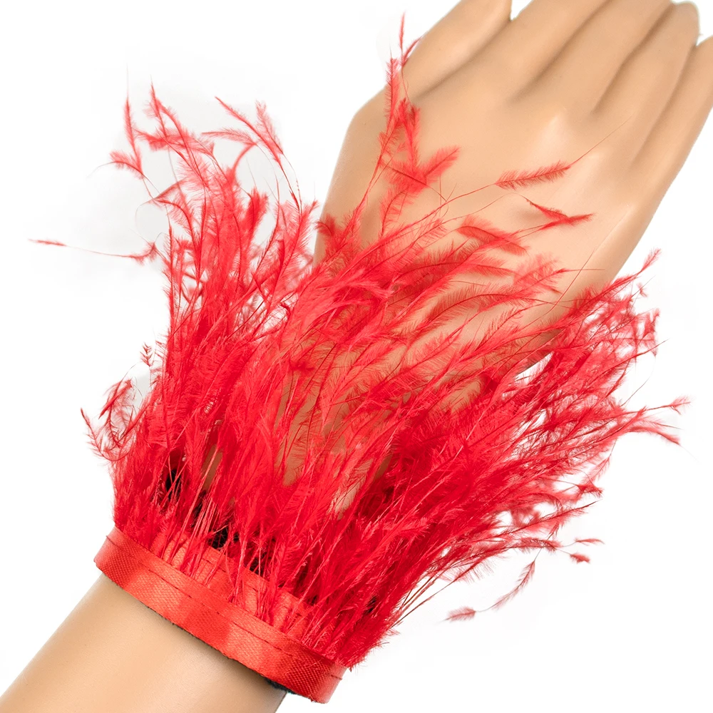 Elegant Ostrich Feather cuffs Snap on Wrist Sleeve Wristband with Feathers Trim For photos Feather wrist cuffs Customized