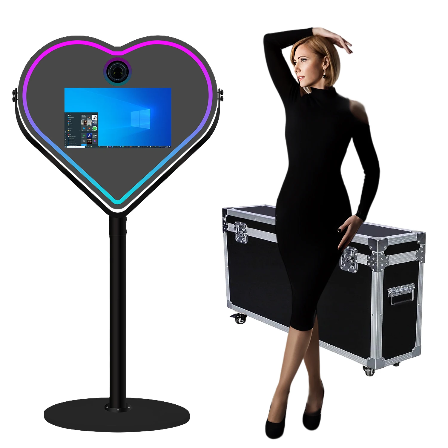 New Design Heart Shape Magic Mirror Photo Booth Machine with Touch Screen for Birthday Party