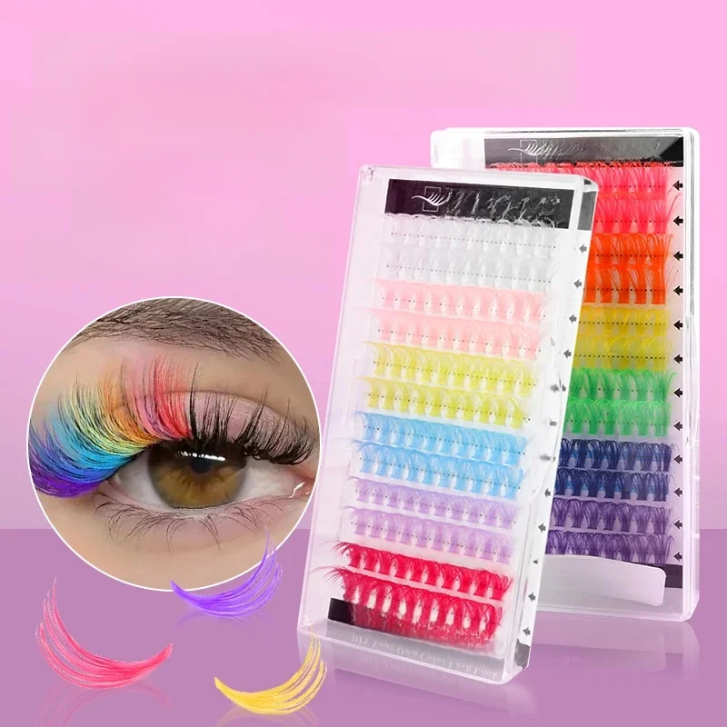 Winky Beauty kolorowe 120 sztuk klastry rzęs 40D segmentowana wiązka naturalne D Curl indywidualne rzęsy z norek materiały do ​​makijażu w domu — zdjęcie 2
