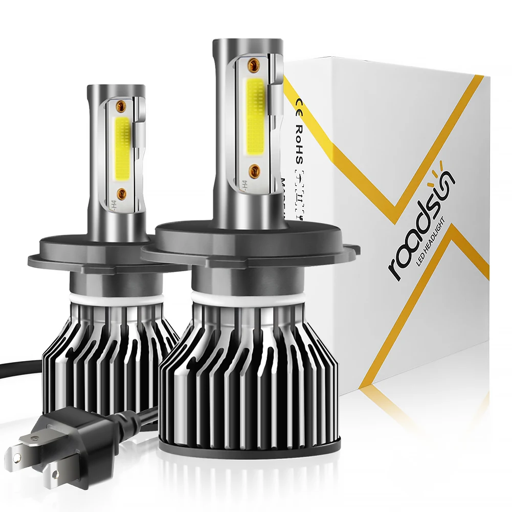 2PCS 22000LM LED Headlight Bulbs H4/9003 120W Power 6000K Super Bright High& Low Beam Headlamp Plug and Play Auto LED Headlights COB Chips