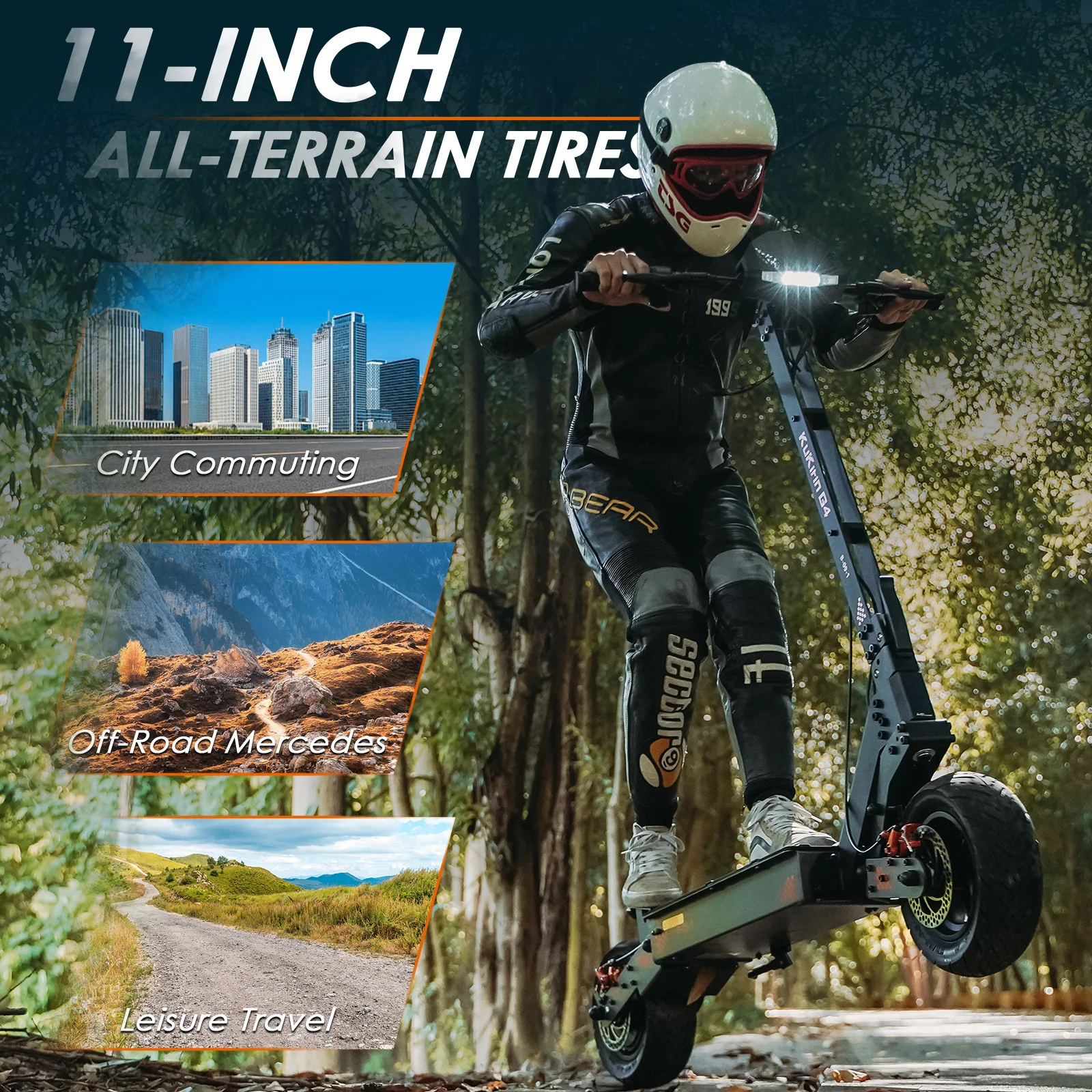 Monopattino elettrico KuKirin G4, adatto a tutti i tipi di terreno, con motore da 500 W, batteria da 60 V e 20 Ah, autonomia di 75 km, ideale per gli spostamenti urbani.