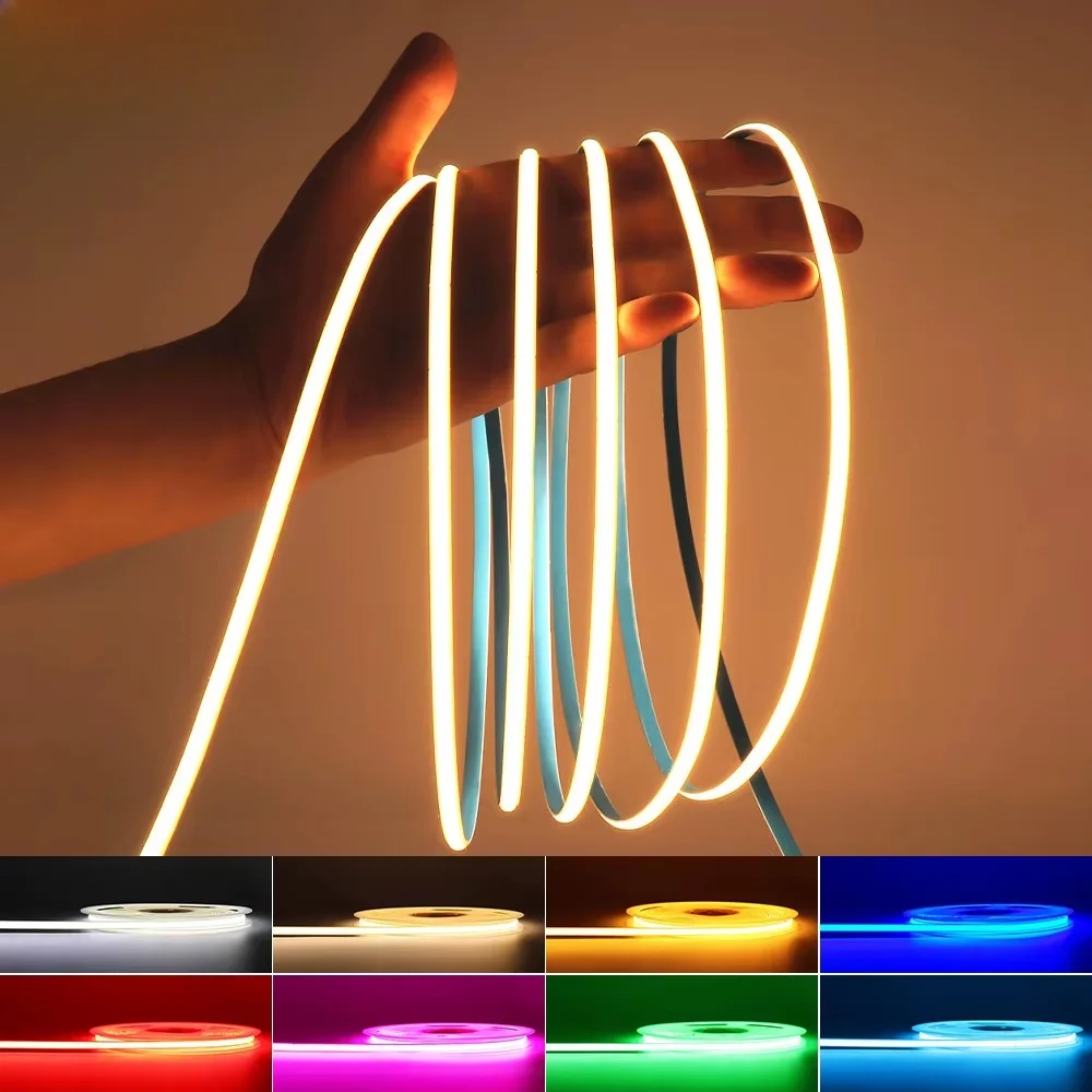 

3mm 5mm COB LED Strip 12V 24V Dimmable 3000K 4000K 6000K High Density Flexible LED Light For Home Decor RA90 LED Strip Lights
