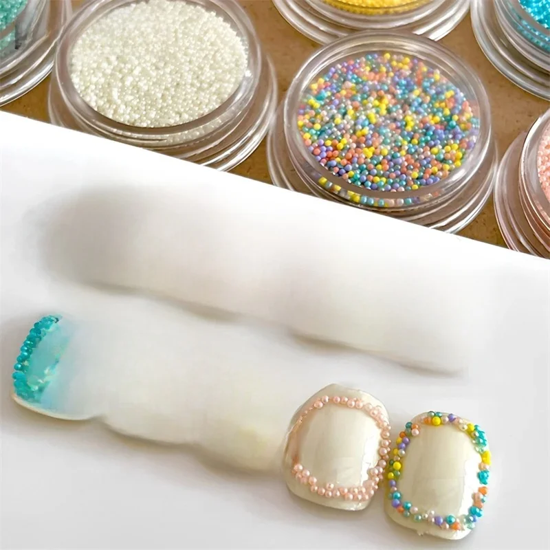 Macaron Bubble Beads Nail Rhinestones 9 Colors Kawaii 3D Resin Round Candy Mini Caviar Beads Nails Charms Manicure Decorations — zdjęcie 2