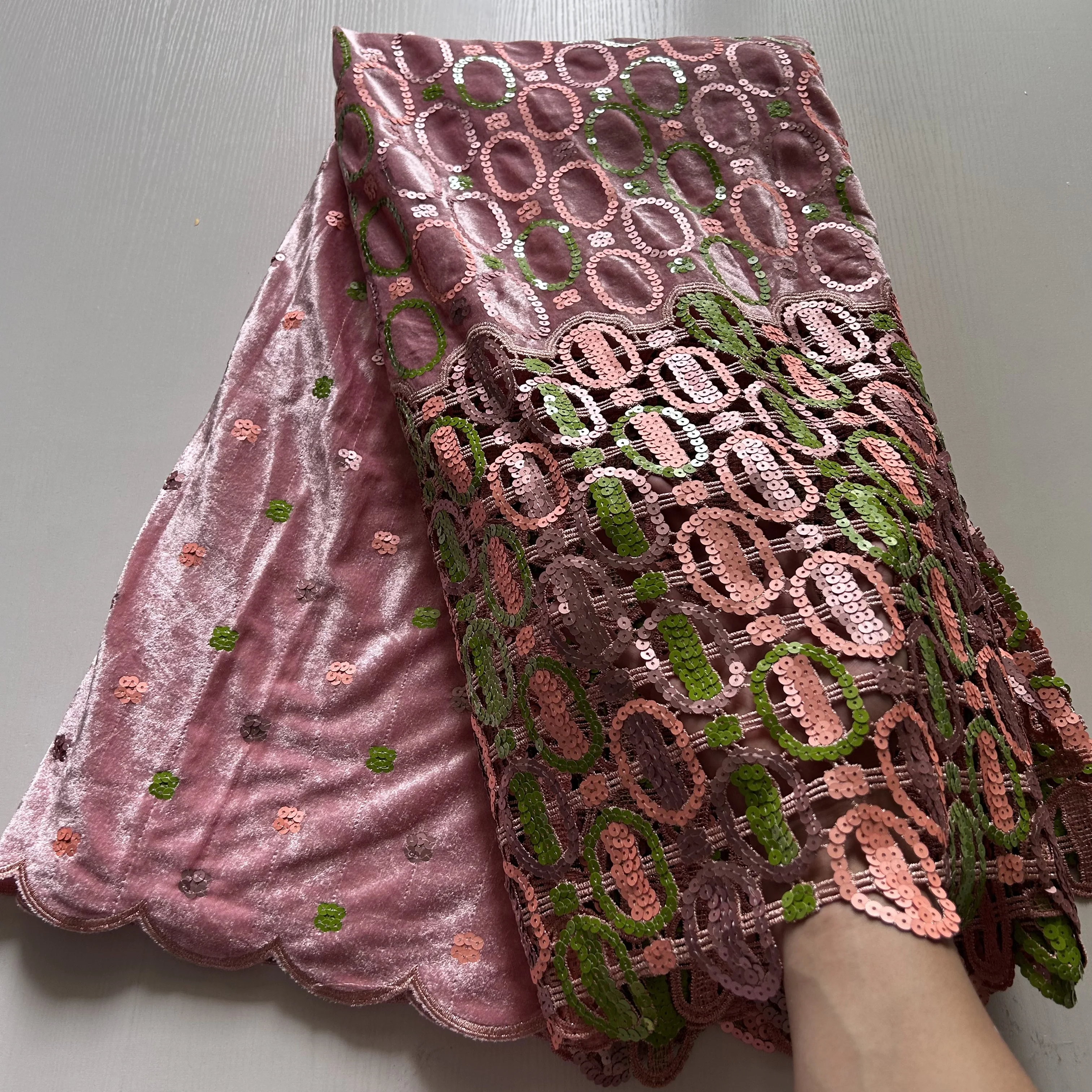 African Luxury Velvet Lace Sequins Guipure Cord Squin Elegantly Perfect for Timeless Pieces Effortless Creating