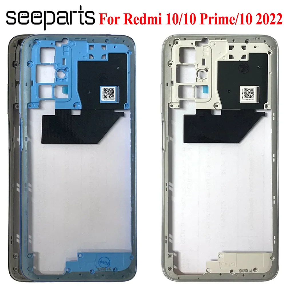 For Xiaomi Redmi 10 Middle Frame Rear Bezel Plate Chassis Housing 10 Prime Back Frame Replacement Parts For Redmi 10 2022 Frame