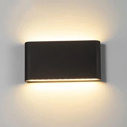 Aluminiowa Nowoczesna kinkiety na ścianę zewnetrzne wodoszczelna IP65 lampa ścienna LED wewnętrzny 6W 12W kinkiet scienny do korytarza lampy ogrodowe ogród loft,klatki schodowej,oświetlenie zewnętrzne elewacyjne