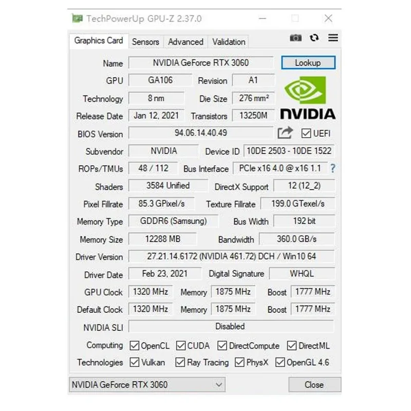 PELADN-tarjetas gráficas originales usadas RTX 3060, 12Gb/ 3060TI, 8G, GDDR6, GPU, NVIDIA