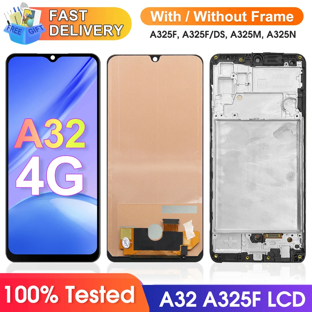 TFT A32 A325F A325M Display Screen Assembly for Samsung Galaxy A32 A325F A325F/DS Lcd Display Digital Touch Screen with Frame