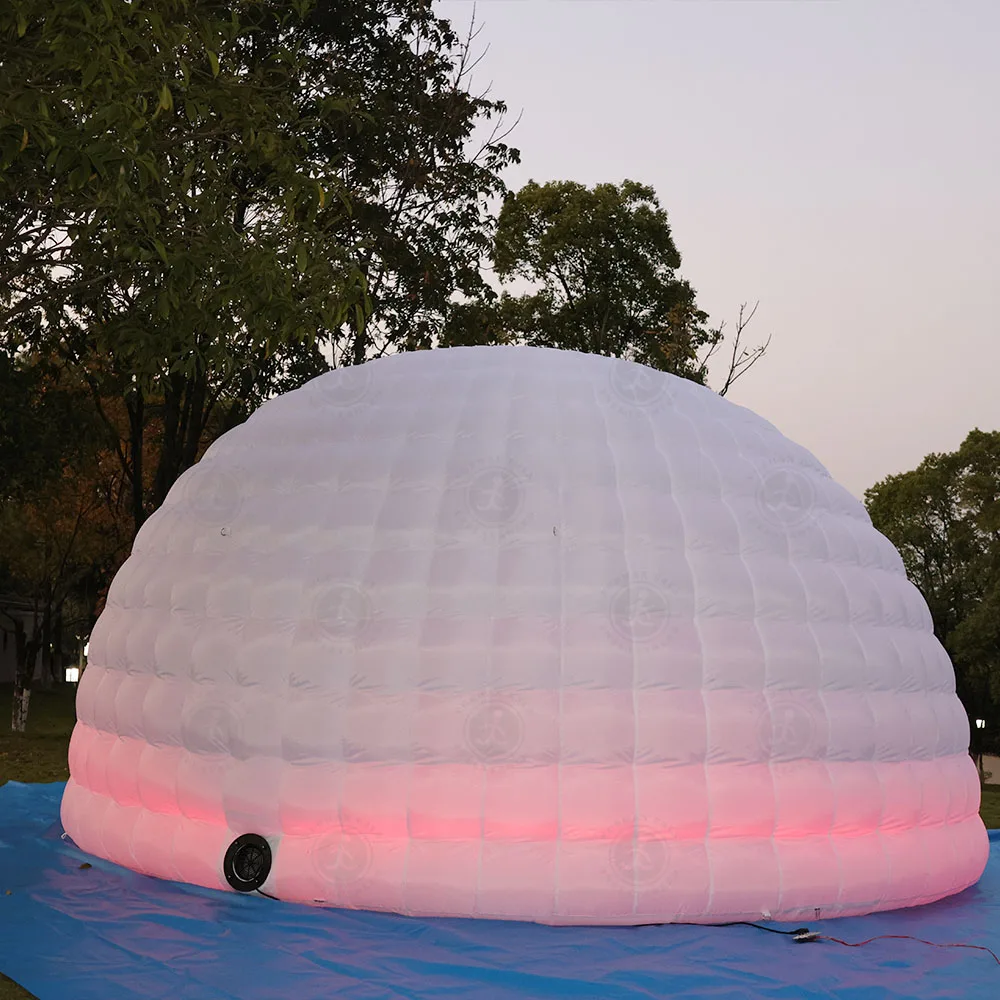 สต็อกแบบพกพา LED Inflatable Igloo เต็นท์โดม Night Club Marquee Dome House Igloo & Air Blower สําหรับนิทรรศการ Camping Party