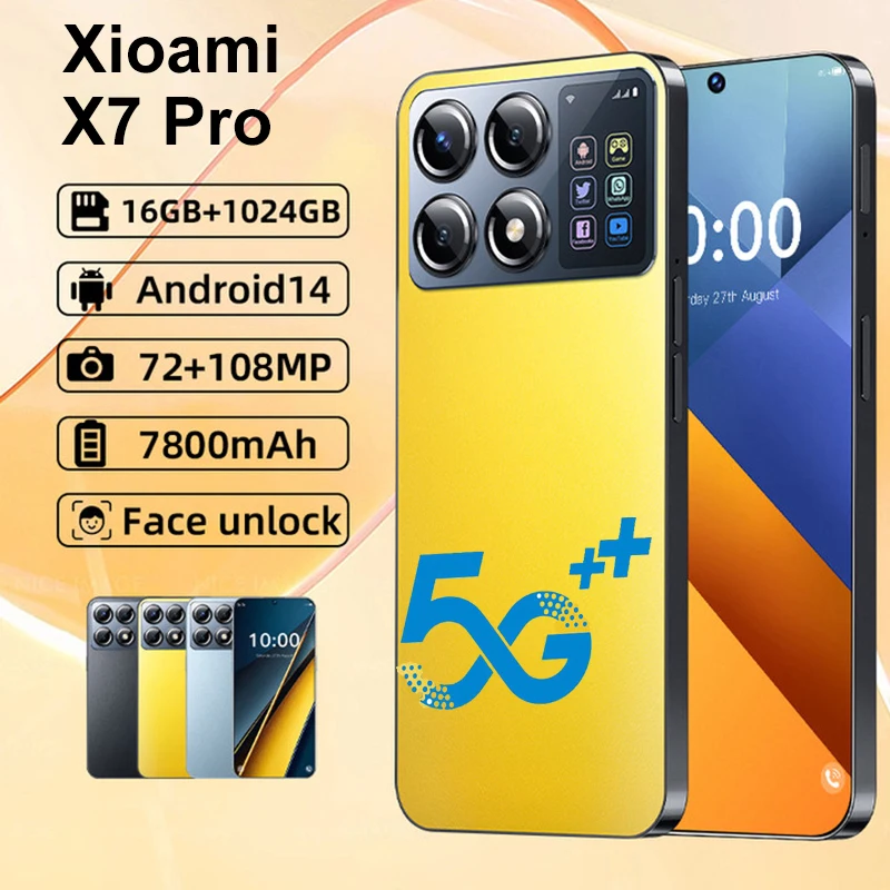 

Xioami X7 Pro 2025 New 7.3HD Global Edition Original Smart Dual Card 7800mAh Battery Facial Recognition Function