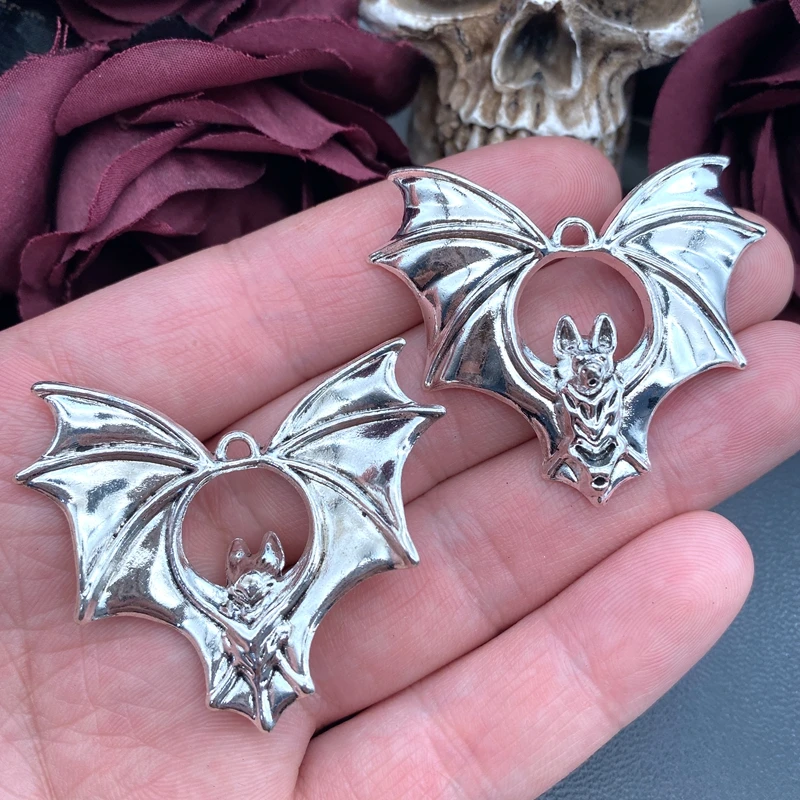 2pcs 48*43mm Gothic Large Bat Charms Pendant Designer Charms For Jewelry Making DIY Jewelry Findings