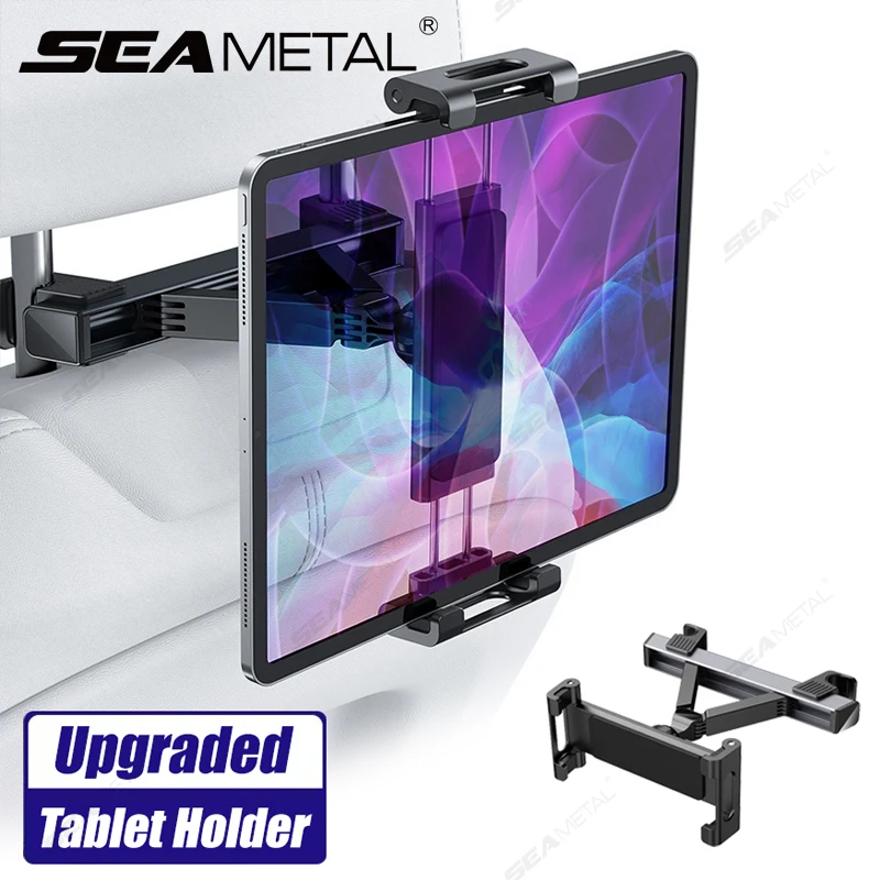SEAMETAL Telescopic Tablet Holder Stable Seat Headrest Phone Mount 360-Degree Rotation Phone Holder Universal for 4-12.9in iPad