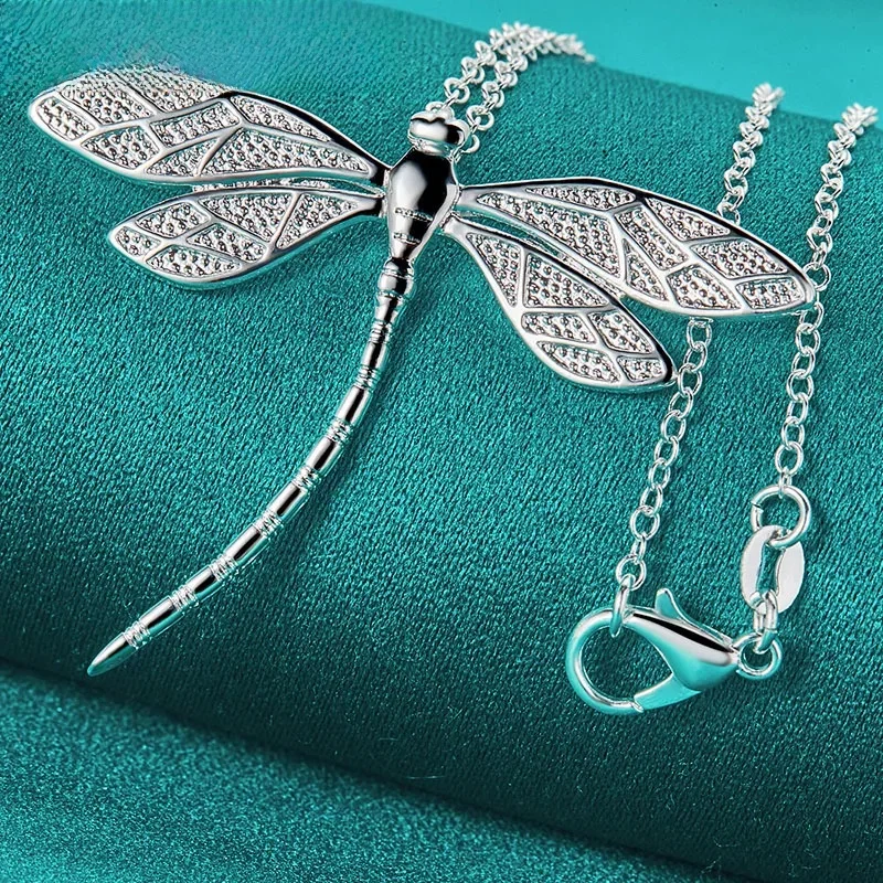 URMYLADY 925 Sterling Silver Dragonfly 16-30 cali naszyjnik dla kobiet moda ślub zaręczyny urok biżuterii — zdjęcie 2
