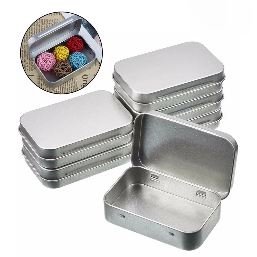 Mini boîte en métal plaqué étain, boîte de rangement à couvercle coulissant, étuis à pilules pour bijoux de mariage, boîtes portables, conteneur organisateur de cosmétiques 6 pièces