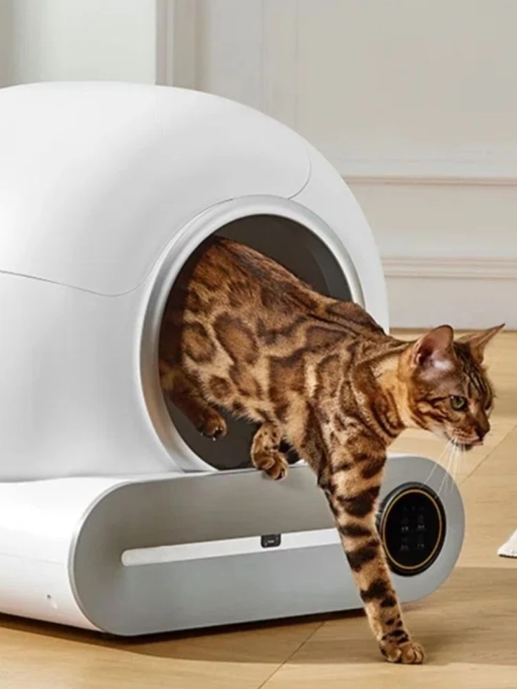 Intelligente Selbstreinigende Katzentoilette 65L Extra Groß Geschlossene Automatische Katzentoilette mit Mobile App-Steuerung, Halbgeschlossenes Set mit Katzenstreu-Matte und Müllbeuteln
