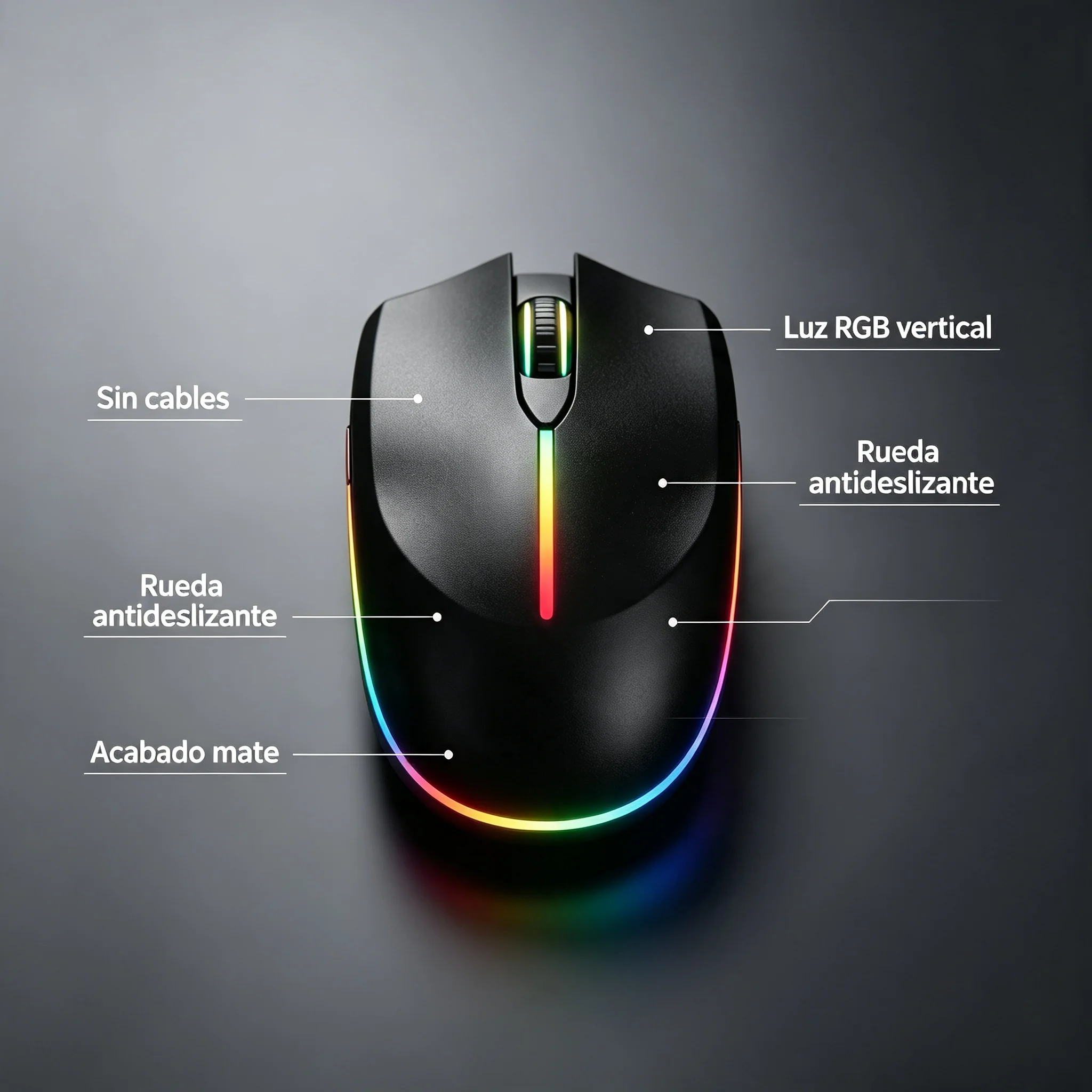 Ratón Óptico Vertical Ergonómico Inalámbrico con Iluminación RGB, Reduce la Fatiga de Muñeca, Ideal para Gaming y Trabajo en Oficina, Compatible con PC y Portátil, Excelente Opción de Regalo