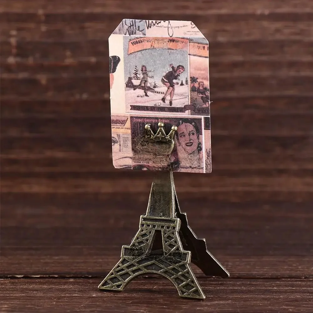 Décoration de photo créative de style rétro, clip de siège de mariage, clip de carte de nom, clip de tour Eiffel, clip d'image, support de mémo