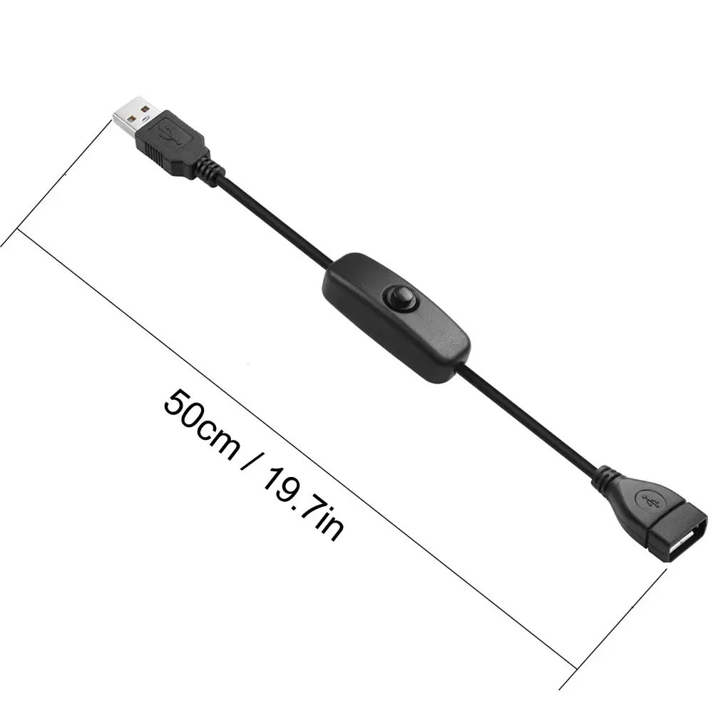 Kabel USB Jantan ke Betina dengan Sakelar On/Off, Kabel Pengisi Daya Ekstensi USB untuk Perekam Berkendara, Lampu Meja LED, Kipas USB, Strip LED