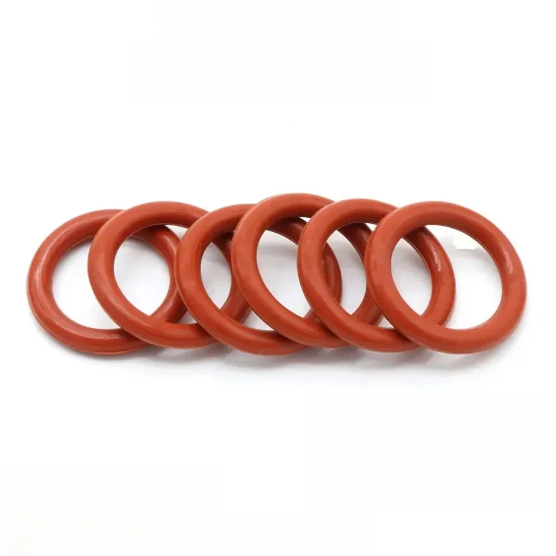 VMQ-Joint torique étanche en caoutchouc de silicone, rondelle isolée, forme ronde, non toxique, rouge, épaisseur CS 4mm OD 15 ~ 150mm, 10 pièces