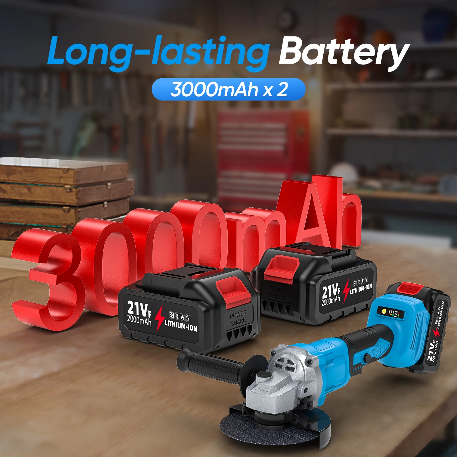 125mm 21V Bürstenloser Winkelschleifer 3-Gang Kabellose Holzbearbeitungs-Schneidemaschine Elektrowerkzeug Kompatibel mit Makita 21V Akku – Detail 3