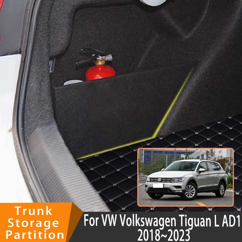 

Auto Accessories For VW Volkswagen Tiguan L AD1 2018~2023 Car Organizer Trunk Side Partition Trunk Interior Storage Box Parts