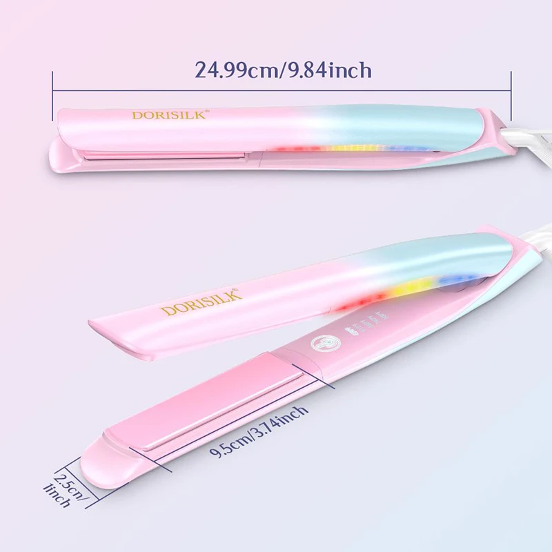 Hair Straightener Colorful Light Dual Voltage Flat Iron for Travel Professional Salon Ceramic Straightening and Curling Iron