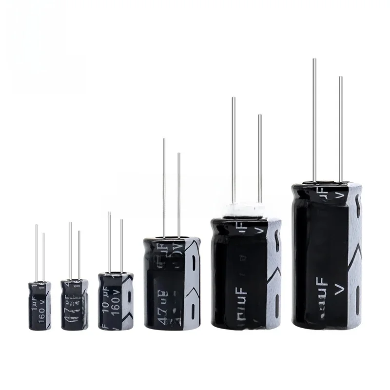 5 sztuk 160V aluminiowy kondensator elektrolityczny 1UF 2.2UF 3.3UF 4.7UF 10UF 47UF 100UF 220UF 330UF 470UF 1000UF — zdjęcie 2