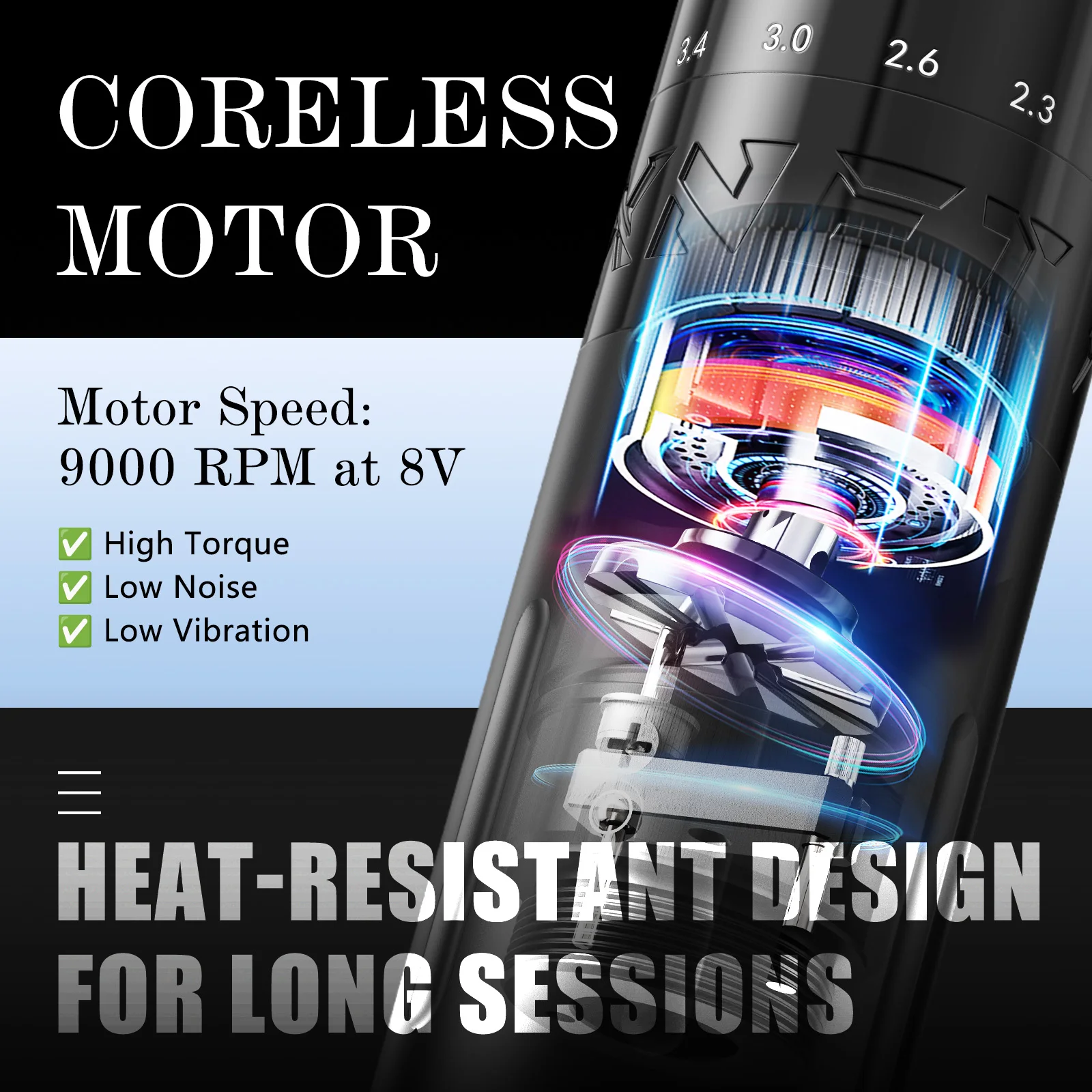 XNET E1 máquina de tatuaje inalámbrica pluma Kit completo 20 piezas cartuchos 7 golpes ajustables pluma de maquillaje de Motor personalizado principiante para tatuaje