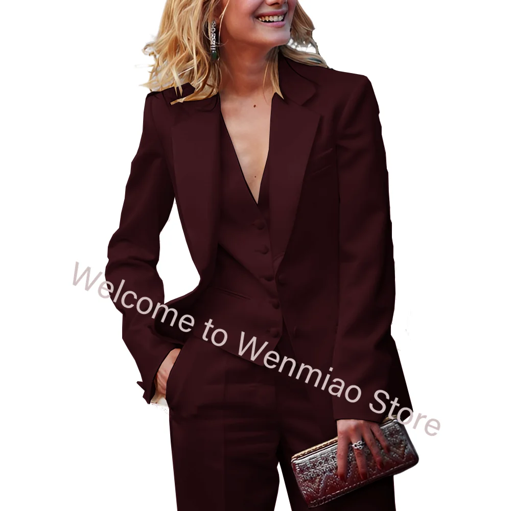 Business Women\'s Suit Blazer Pants and Vest 3-piece Set Formal Party Outfit Ladies Office Work Wear
