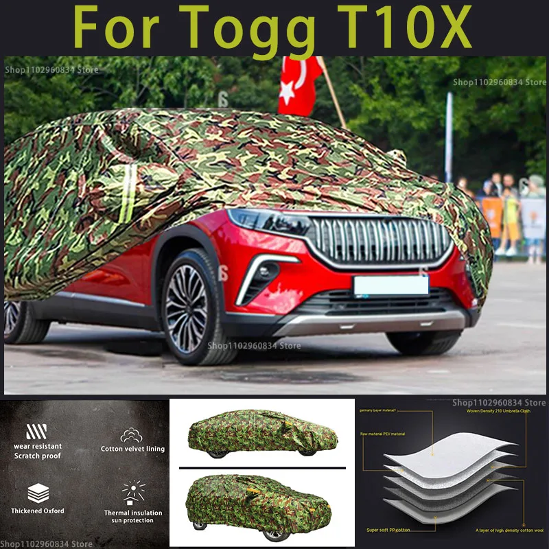 

For Togg T10X 210T Full Car Covers Outdoor Sun uv protection Dust Rain Snow Protective Camouflage Cover Auto Protective cover