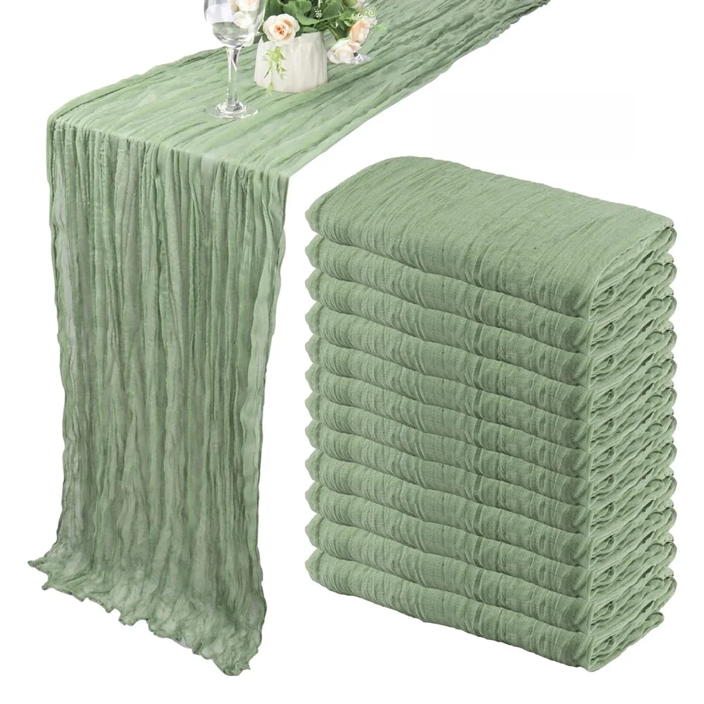 10 stuks kaasdoek tafelloper boho gaas tafelloper 40x270cm romantische tafelloper voor bruiloft bruids douche verjaardagsfeestje - afbeelding 2