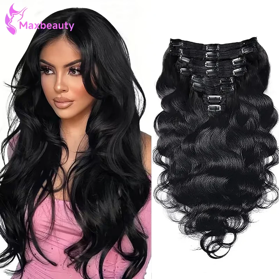 Clip In Hair Extensions Body Wave Human Hair 8Pcs Natural Black Seamless Clip Ins Remy Human Hair Extensions 200G 240G/Pack