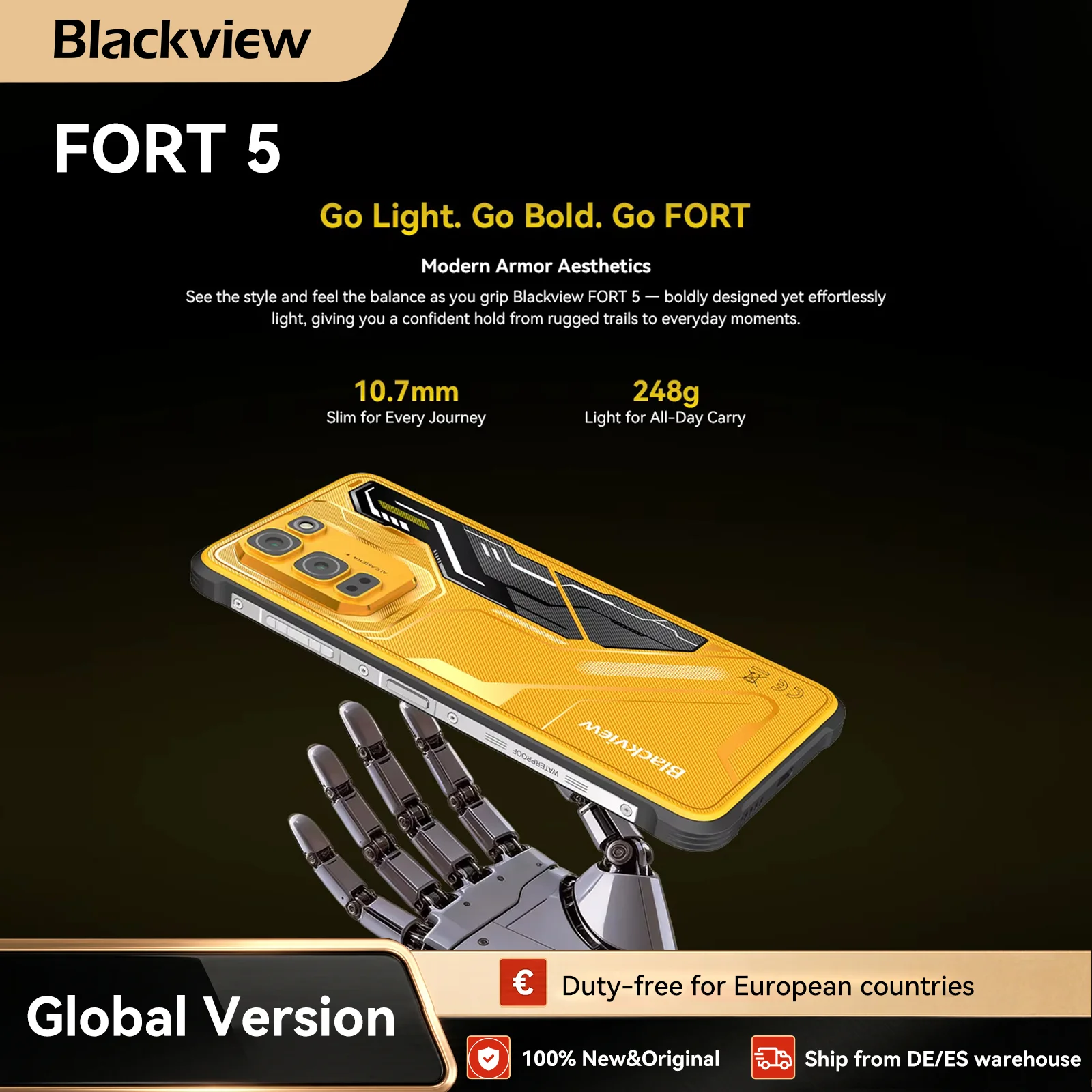 【Première mondiale】Blackview Fort 5 Smartphone robuste avec écran 2.4K de 6,78 pouces, appareil photo phare 108MP, haut-parleur 2W BOX Cellpho