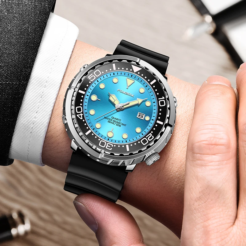 FOXBOX orologi da uomo 50M orologi impermeabili Top Brand Causal Fashion Man orologio da polso orologio al quarzo orologio sportivo per uomo reloj