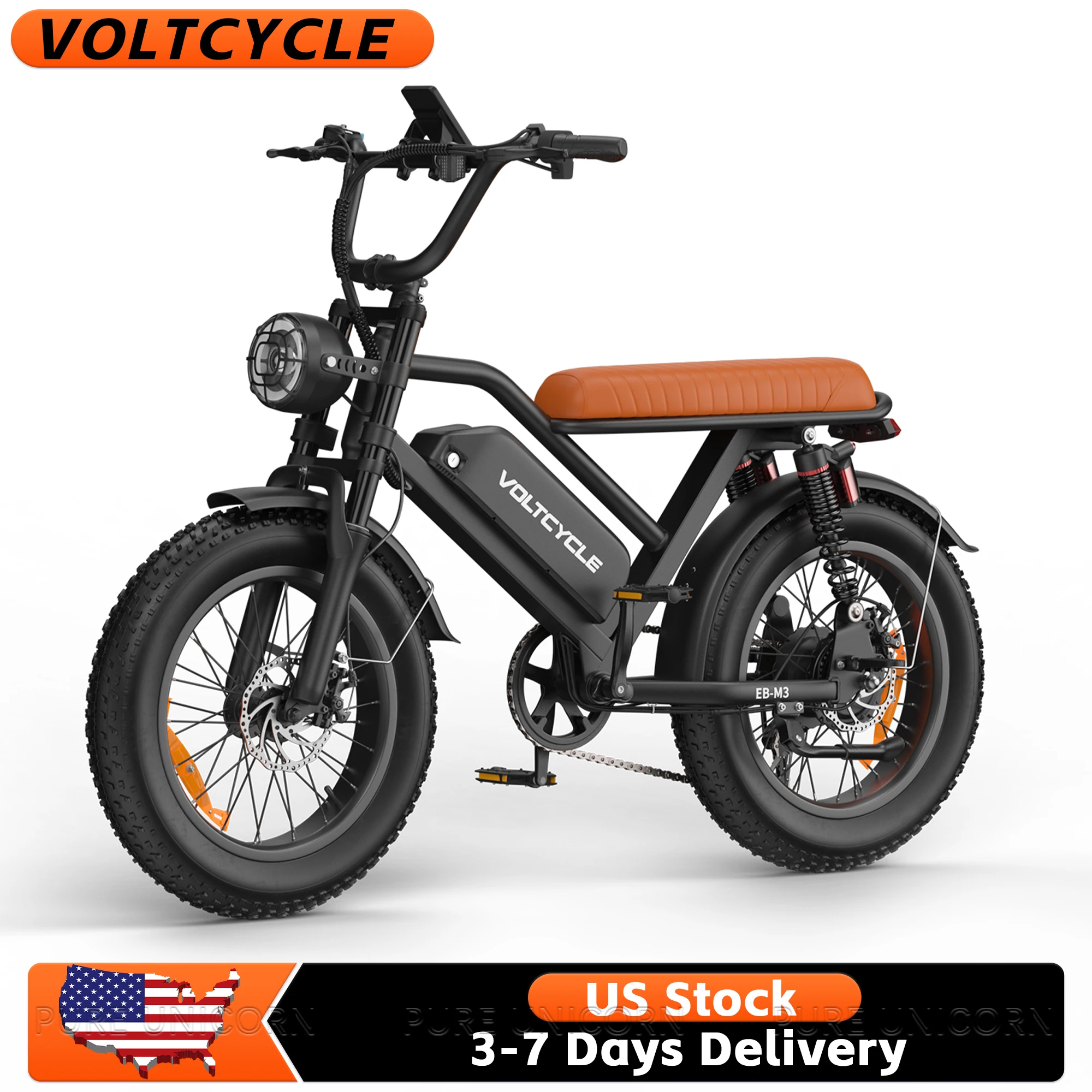 

VOLTCYCLE M3 Off-Road Electric Bike 750W Motor Adults Mountain Ebike with 48V 18.2AH Battery All-Terrain Motorcycle Fatbike