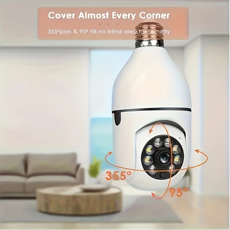 2K Light Bulb Camera WiFi Home PTZ Wireless Surveillance Camera 4X Digital Zoom AI Human Motion Detect Full Color Night Vision