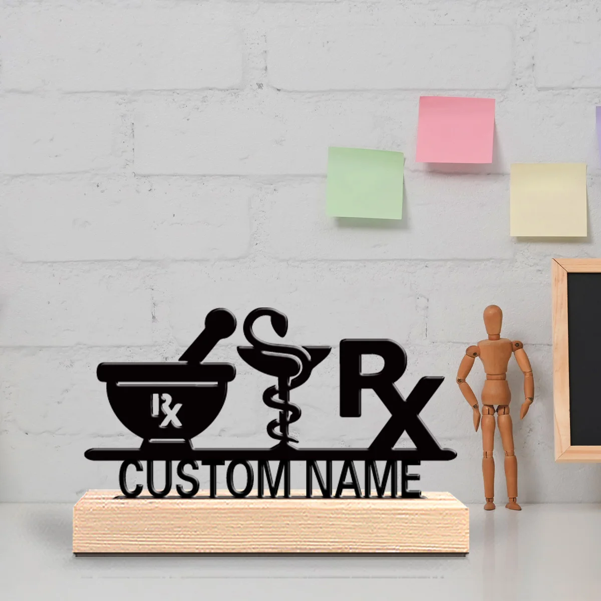 Personalized Medical Metal Desk Decor, Pharmacy Symbol Design, Nice Gift for Doctors Nurses Pharmacists Office Use