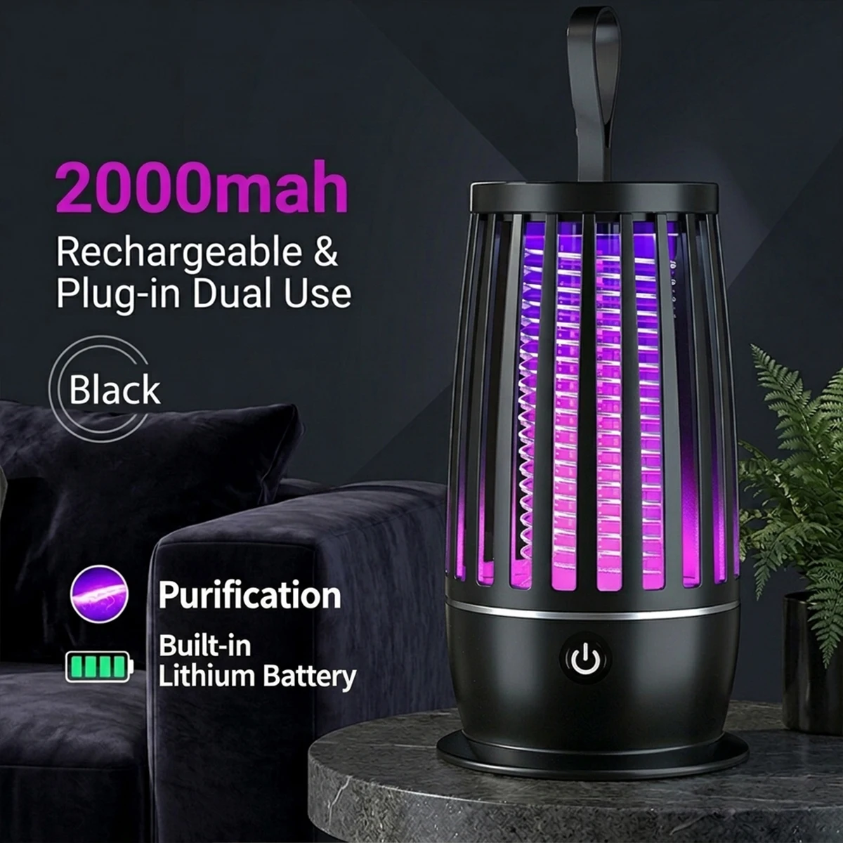 Elektrische Mückenvernichterlampe 2-in-1 UV-Mückenvernichter Leise Nachtlicht Steck-/USB-Aufladbare Outdoor-Mückenvernichterlampe – Detail 12