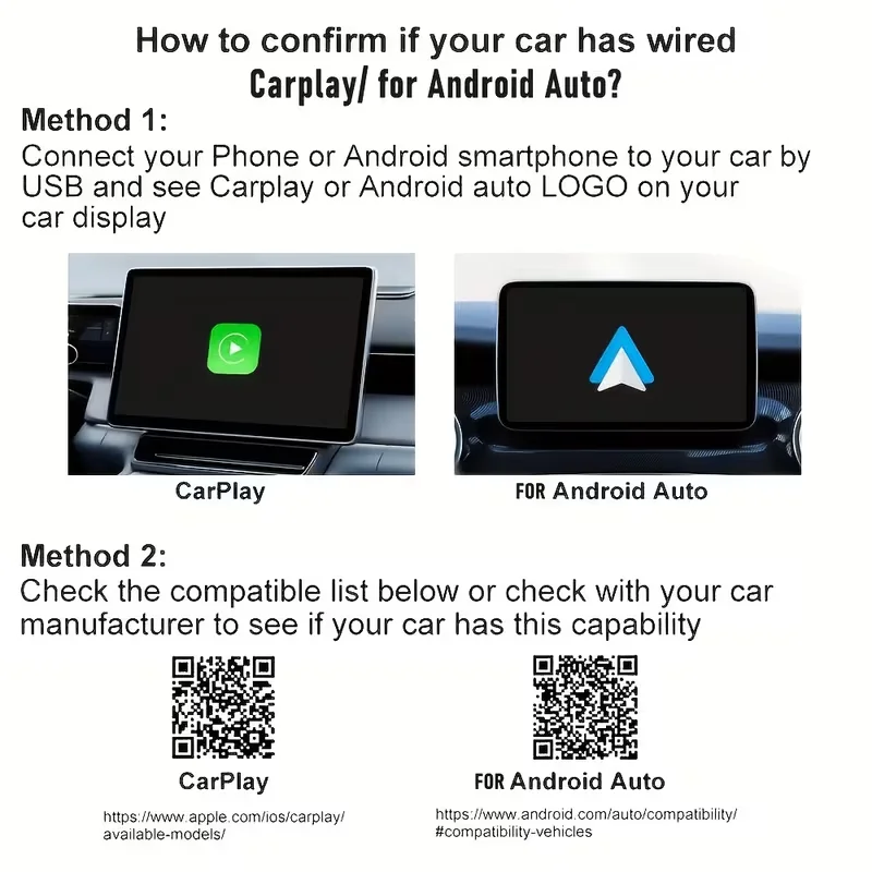 Vyvylabs 2-in-1 Kabelloser CarPlay-Adapter USB USB-C Konverter für werkseitig kabelgebundene CarPlay-Fahrzeuge iOS 10+ Android 11+ Android Auto Unterstützung – Detail 2