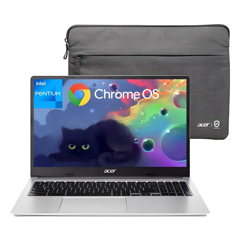 Ordinateur portable professionnel Acer Chromebook 315 15,6" HD, Intel Pentium N6000,4 Go de RAM, 128 Go eMMC, ‎ WIFI, système d'exploitation chromée, avec manchon de protection