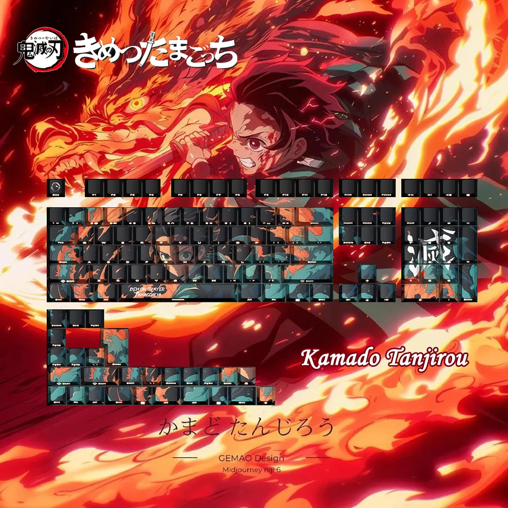

131 клавиша Demon Slayer Kamado Nezuko мультфильм аниме колпачок полный набор PBT 5-сторонний сублимационный вишневый профиль для механической клавиатуры