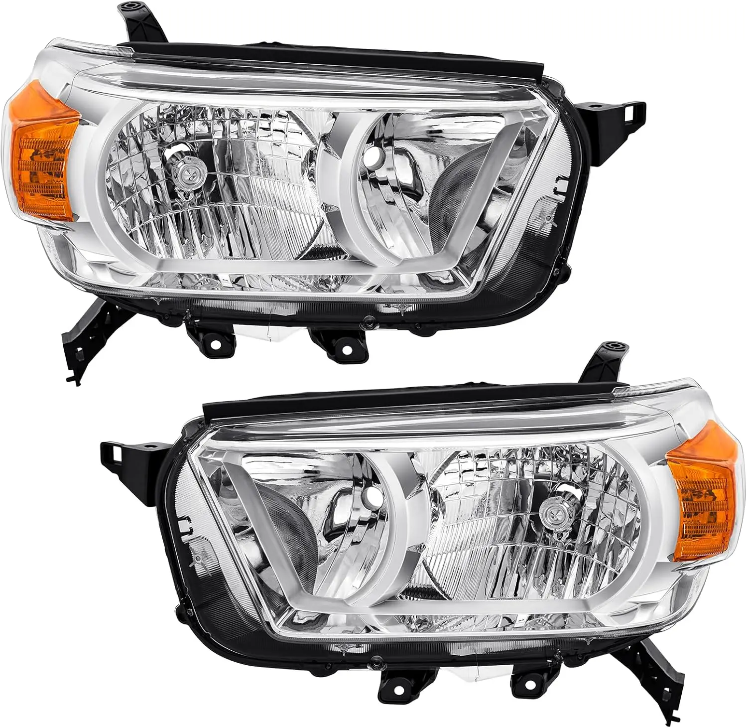 

Фара в сборе SHAWHO AUTO, совместимая с Toyota 4Runner 2010-2013 (хромированный корпус, янтарный отражатель)