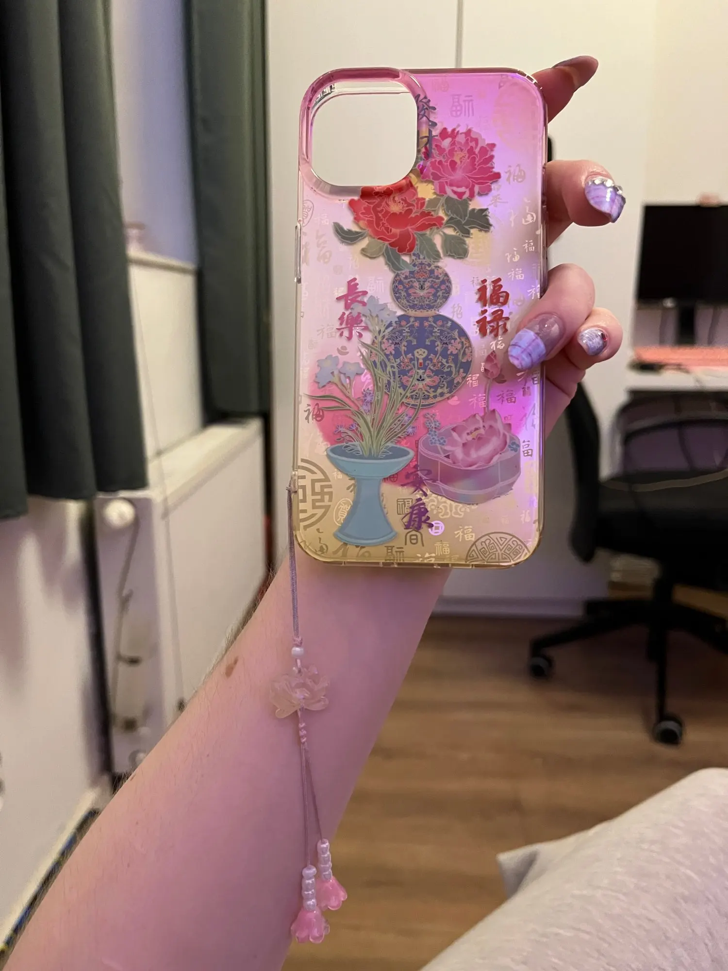 Asian Aesthetic Floral iPhone Case, customer photo
