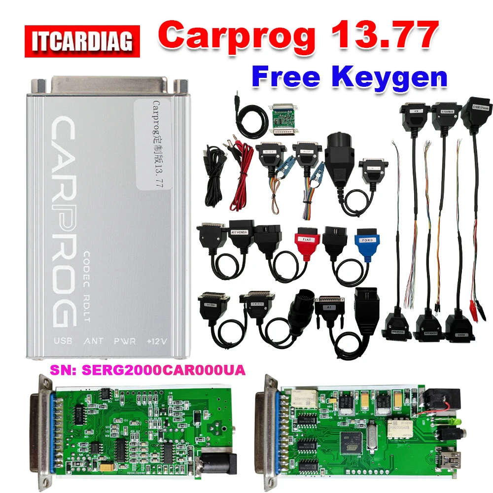 Online Carprog 13.77 Full Adapter SERG2000CAR000UA Free Keygen With Box For Airbag/Radio/IMMO ECU Chip Tuning Repair Tool