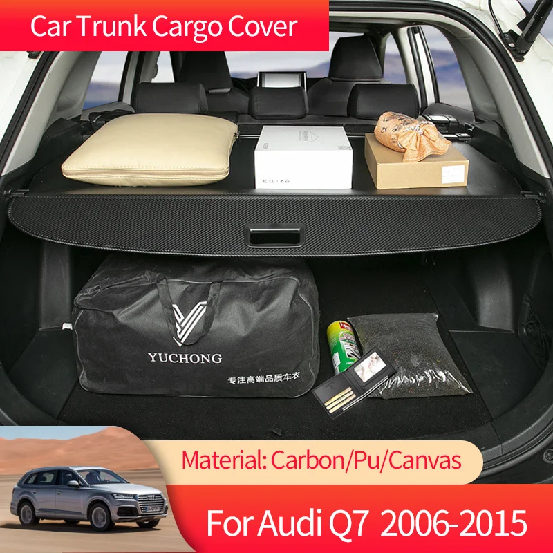 

Canvas Auto Trunk Cargo Cover Luggage Storage Rear Boot Tray Security Shielding Shade for Audi Q7 4L MK1 2006~2015 Accessories